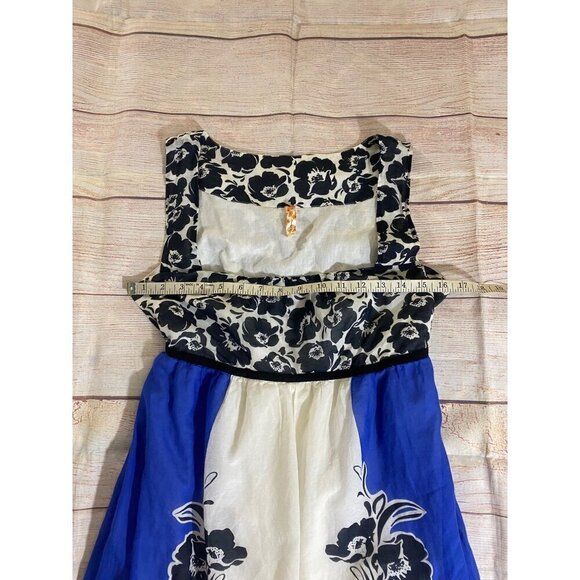 Anthropologie Maeve Women's Blue Silk Blend Multi Floral Dress - 6 - Picture 4 of 13